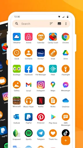 Simple App Launcher main screen displaying organized app icons in grid layout with search functionality and clean interface