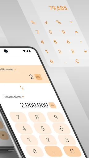 Simple Calculator interface displaying large numbers with smooth orange-themed keypad for quick mathematical calculations