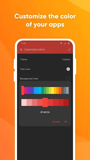 Simple Notes color customization settings with theme options and color picker for personalizing note-taking app interface